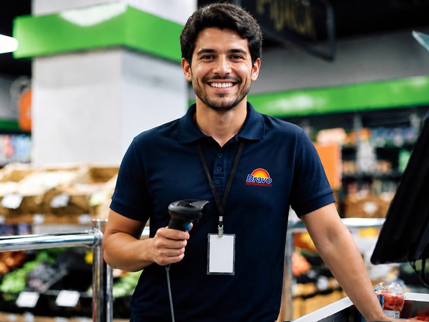 Bravo Supermarkets cashier at the checkout