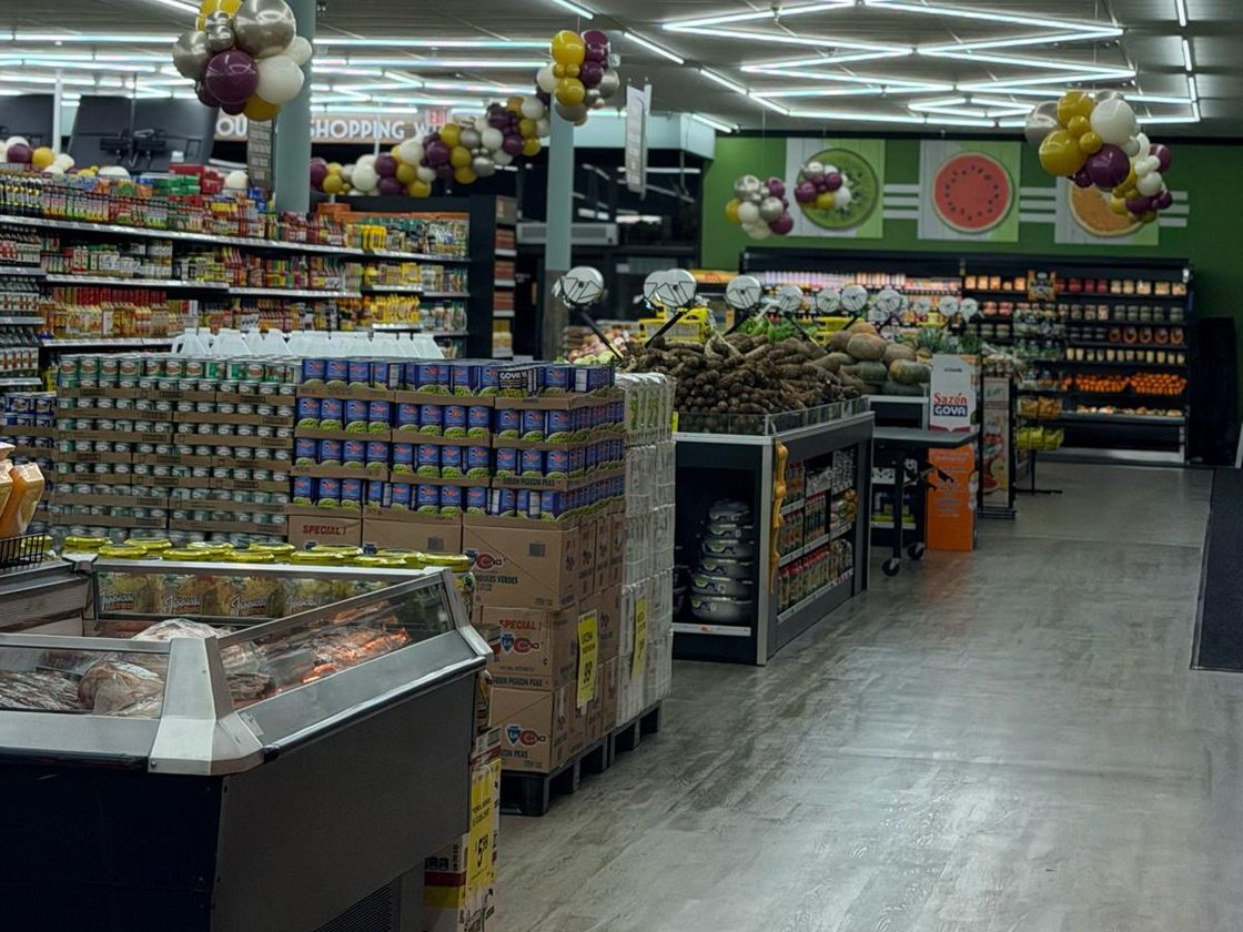 Grocery aisles and produce section at Bravo Supermarkets Winter Garden